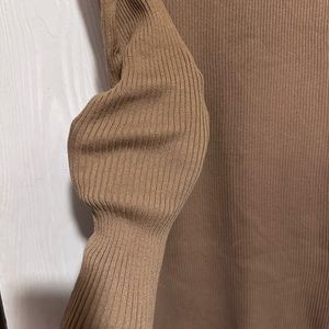 Women ribbed long sleeve dress with high neck slim knitted midi dress!!!